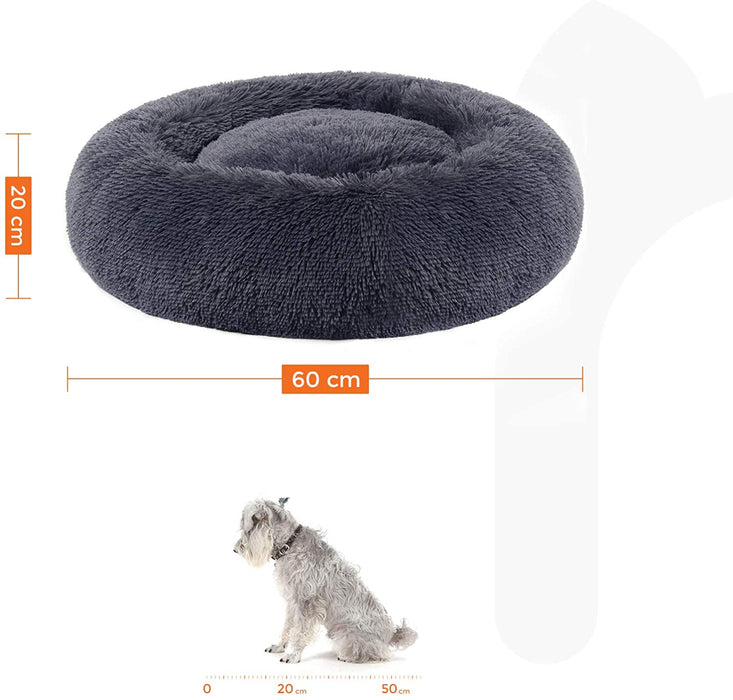 Hundebett, Katzenbett, weicher Plüsch, 60 cm, dunkelgrau