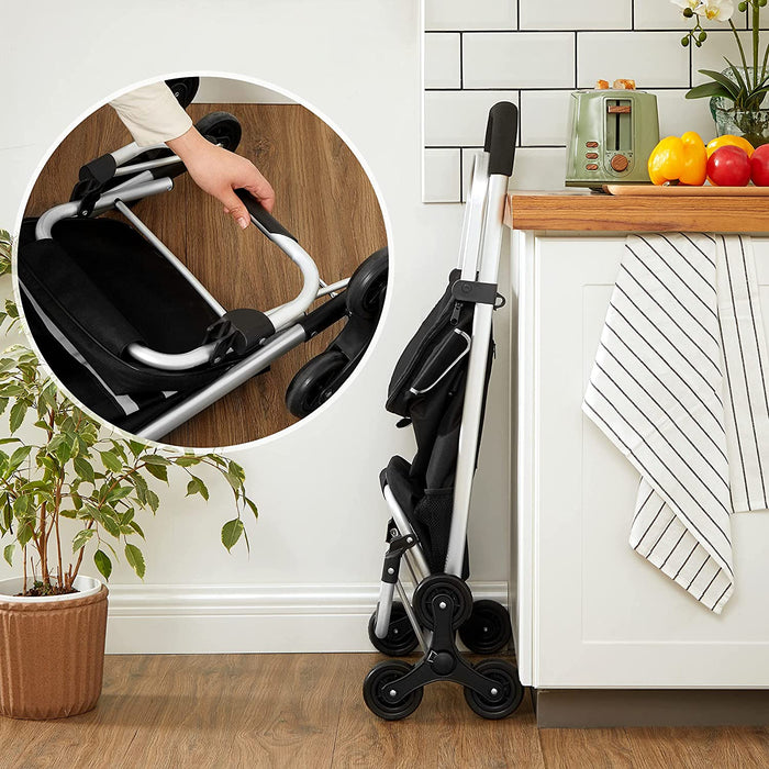 Einkaufstrolley, klappbar, Stabiler Einkaufswagen, mit Kühlfach,schwarz