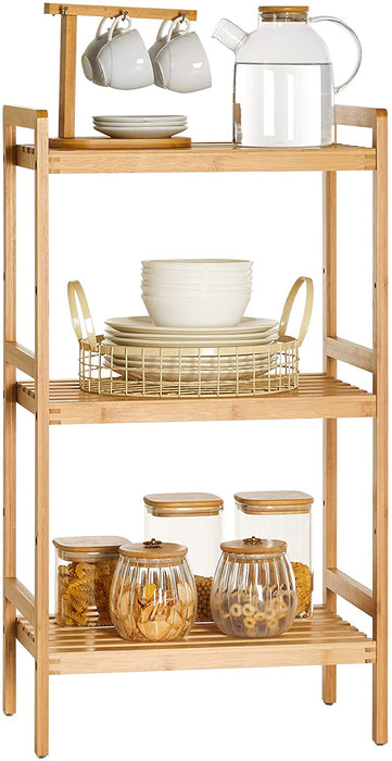 Bambusregal, Küchenregal, Badregal, Bücherregal, Standregal mit 3 Ablagen, 45 x 31,5 x 80 cm, für Bad, Küche, Wohnzimmer, Schlafzimmer, Balkon