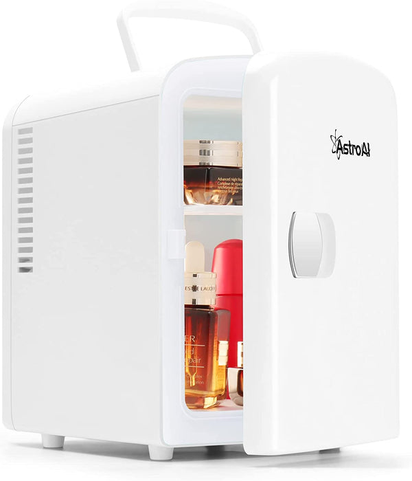 2 in 1 Mini Kühlschrank, 4 Liter Fridge mit Kühl- und Heizfunktion 12 Volt am Zigarettenanzünder und 220 Volt Steckdose für Autos, Büros, Weiß