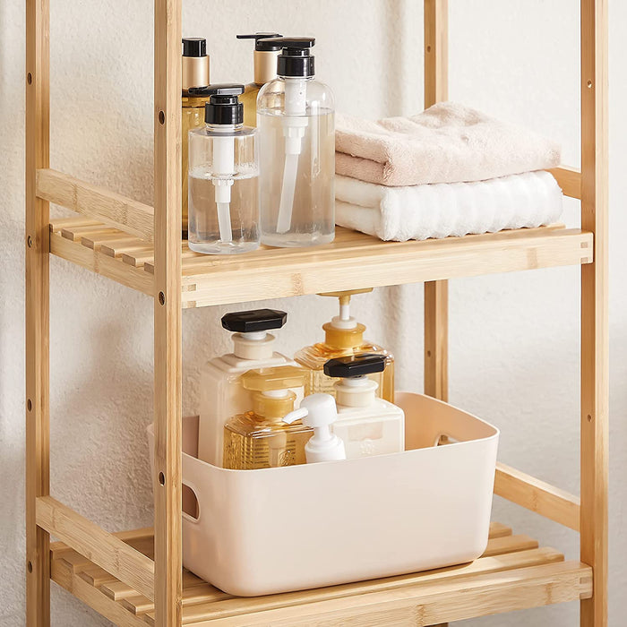 Bambusregal, Küchenregal, Badregal, Bücherregal, Standregal mit 3 Ablagen, 45 x 31,5 x 80 cm, für Bad, Küche, Wohnzimmer, Schlafzimmer, Balkon