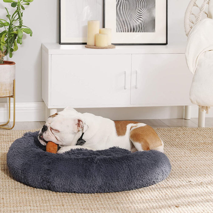 Hundebett, Katzenbett, weicher Plüsch, 80 cm, dunkelgrau
