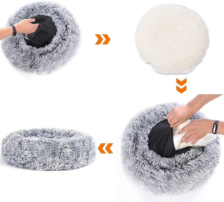 Hundebett, Katzenbett, weiche PV-Samtoberfläche, 70 cm, grau