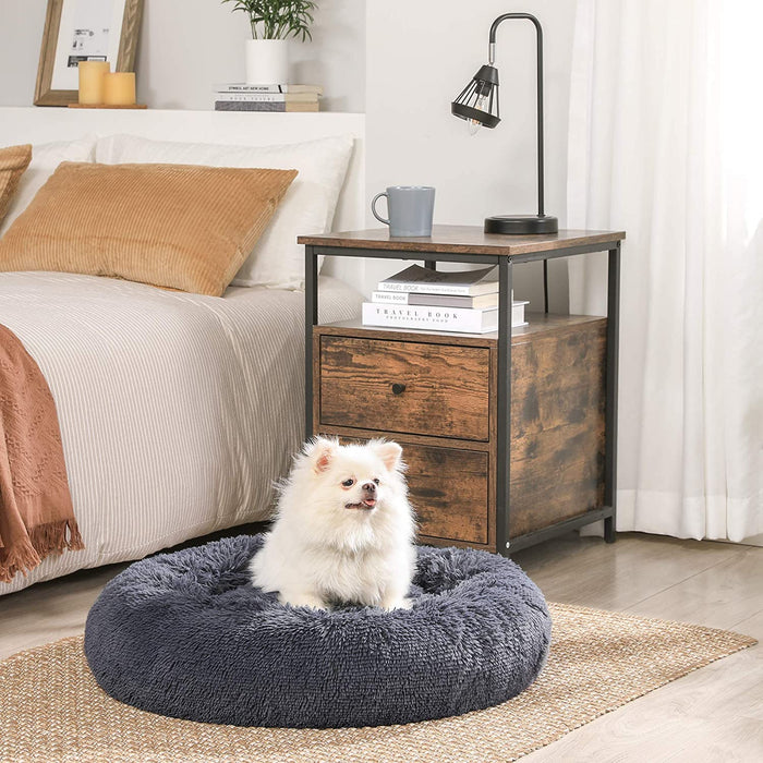 Hundebett, Katzenbett, weicher Plüsch, 50 cm, dunkelgrau