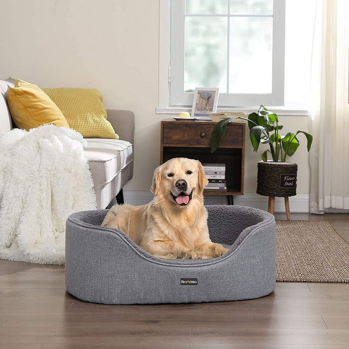 Hundebett, Hundekorb, Wendekissen, 83 x 63 x 27 cm, grau