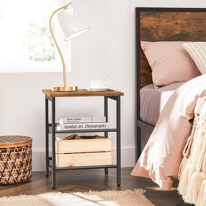 Nachttische, Beistelltisch-Set, 2er-Set Sofatische, kleine Couchtische mit verstellbaren Gitterablagen, Wohnzimmer, Schlafzimmer, Flur, stabil