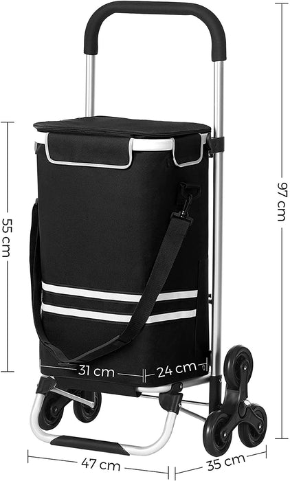 Einkaufstrolley, klappbar, Stabiler Einkaufswagen, mit Kühlfach,schwarz