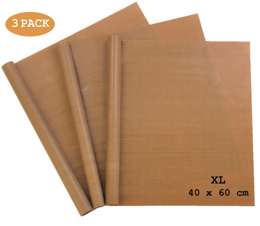 Premium Dauerbackfolie (3er Set) extra Groß zum Grillen und Backen - Grillmatte 3 Stück 40x60 cm zuschneidbar