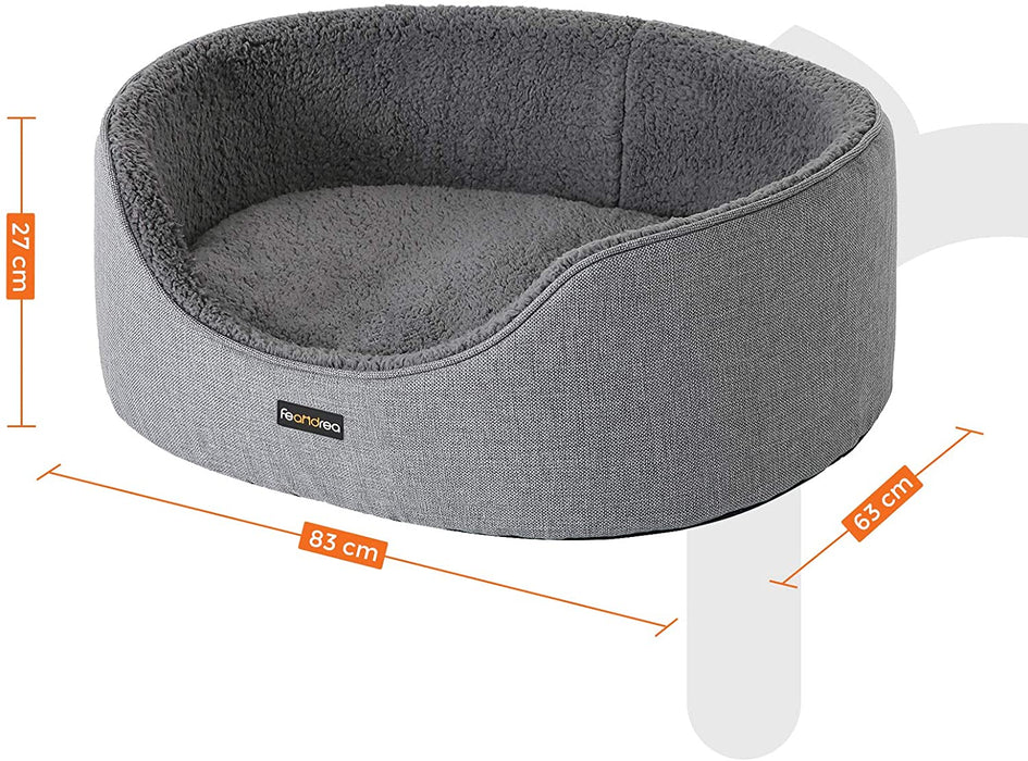 Hundebett, Hundekorb, Wendekissen, 83 x 63 x 27 cm, grau